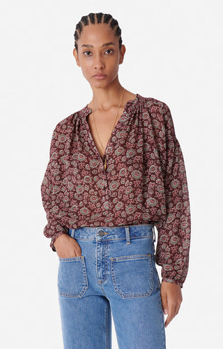 Vanessa bruno Blouse Nipoa en Viscose et Soie marron