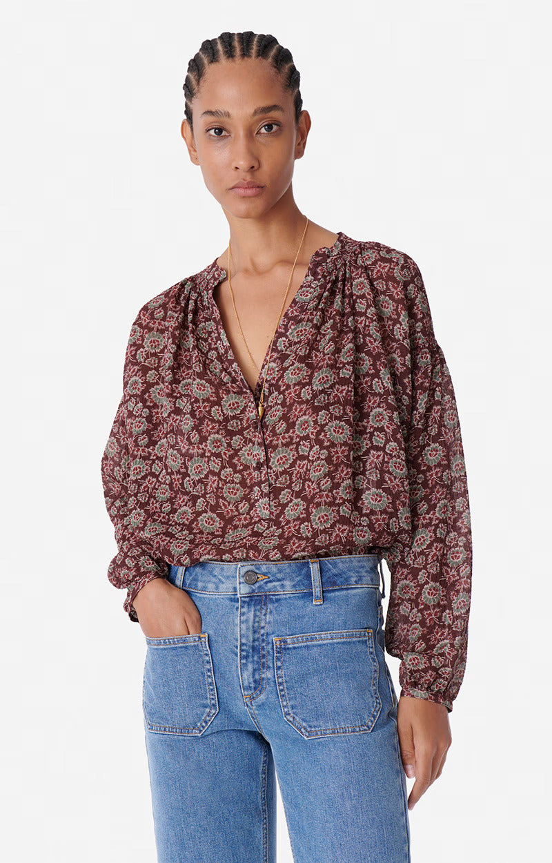 Vanessa bruno Blouse Nipoa en Viscose et Soie marron Les Archives