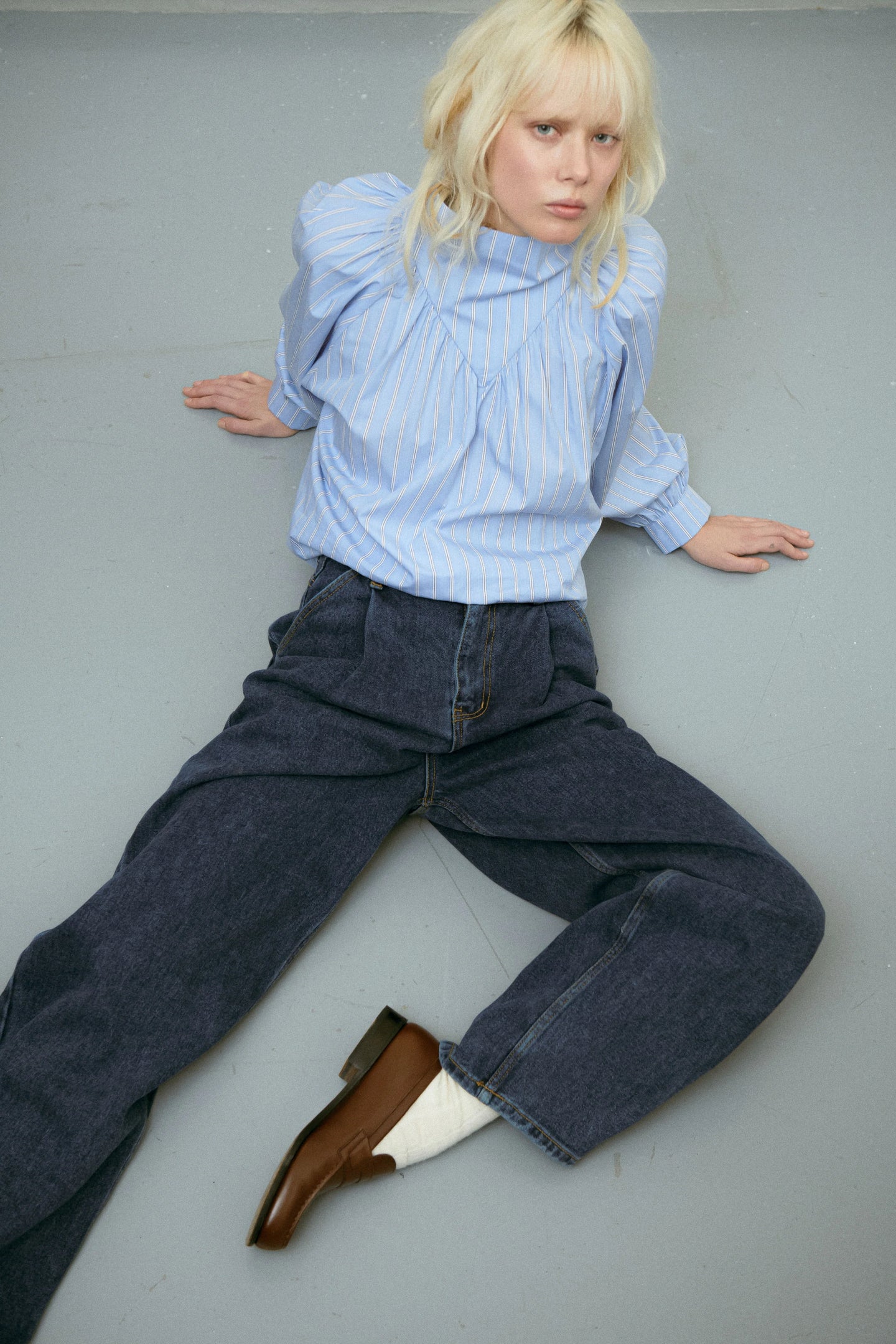 Bellepiece Blouse Curtis Baby Blue Stripes