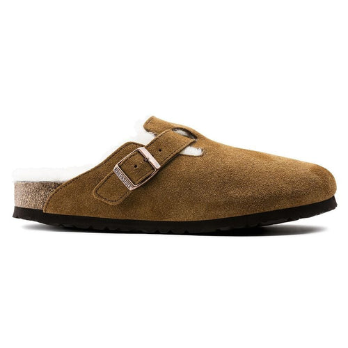 Birkenstock Sandales Boston Etroite en Fourrure d'Agneau Mink