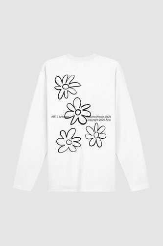 Arte T-Shirt Manches Longues à Fleurs Blanc