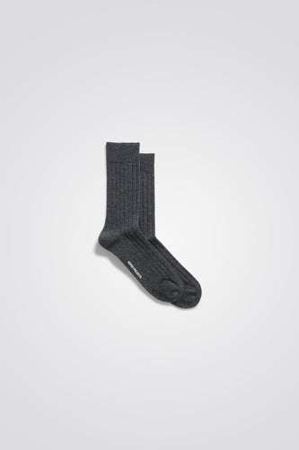 Norse Projects Chaussettes Bjarki Neps Wool Rib Charcoal