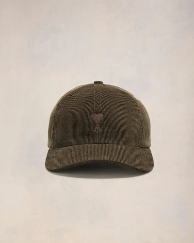 AMI Casquette Ami de coeur Velours Cafe Fonce