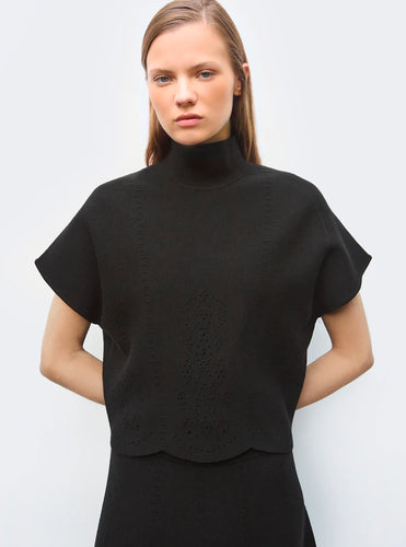 Molli Top Biscuit en Broderie Anglaise Noir