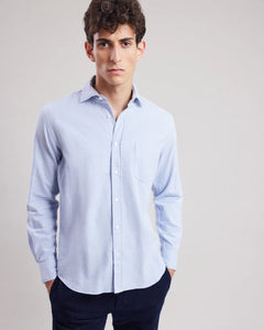 Hartord Chemise Paul en Flanelle de Coton Bleu