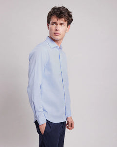 Hartord Chemise Sammy en Piqué de Coton Bleu