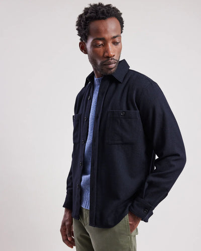 Hartord Chemise Percey en Flanelle de Laine Navy