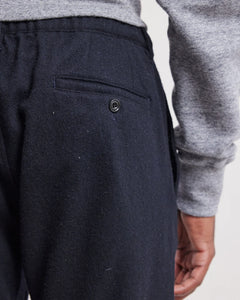 Hartford Pantalon Tanker en Flanelle de  Laine Navy