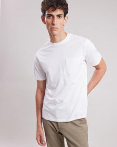 Hartford T-shirt Pocket en Coton Slub Blanc