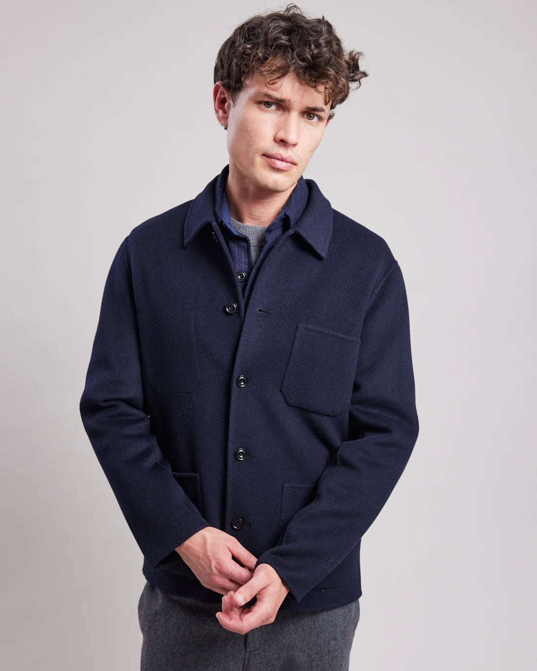 Hartford Veste Jay en Laine Double Face Navy