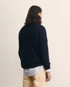 Maison Labiche Pull en Laine Patch Coeur Noctural Blue