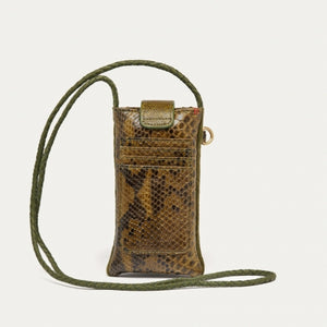 Claris Virot Etui à Telephone Double Marcus Python Kaki