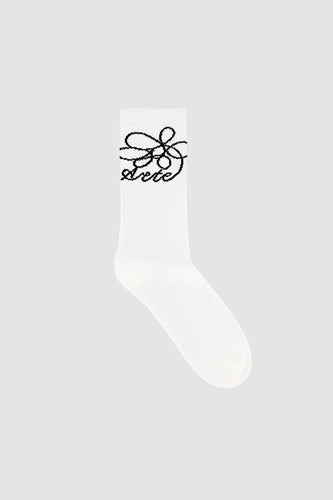 Arte Chaussettes Logo Fleuri Blanc