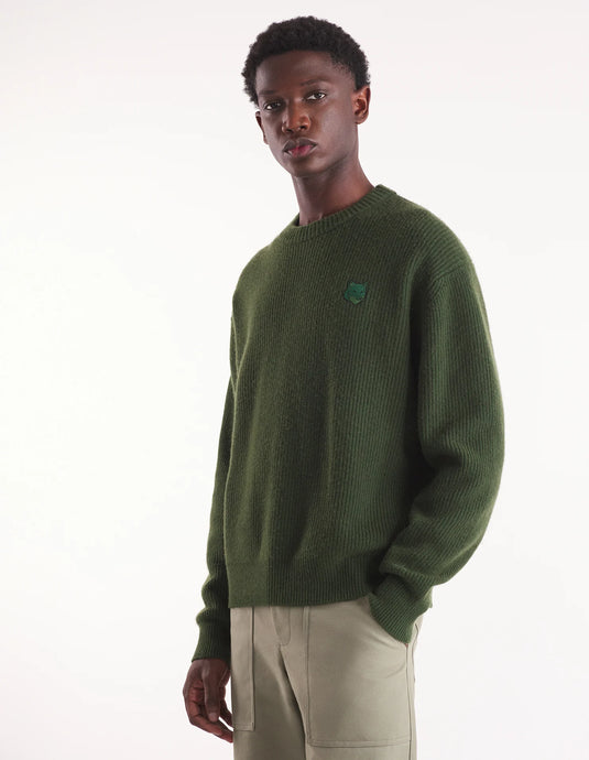 Maison Kitsuné Pull Bold Fox Head Patch Comfort Ranger Green