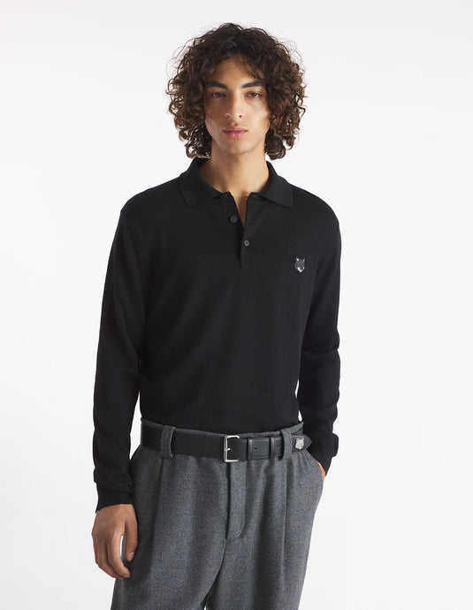 Maison Kitsuné Pull Polo Bold Fox Head Patch Black