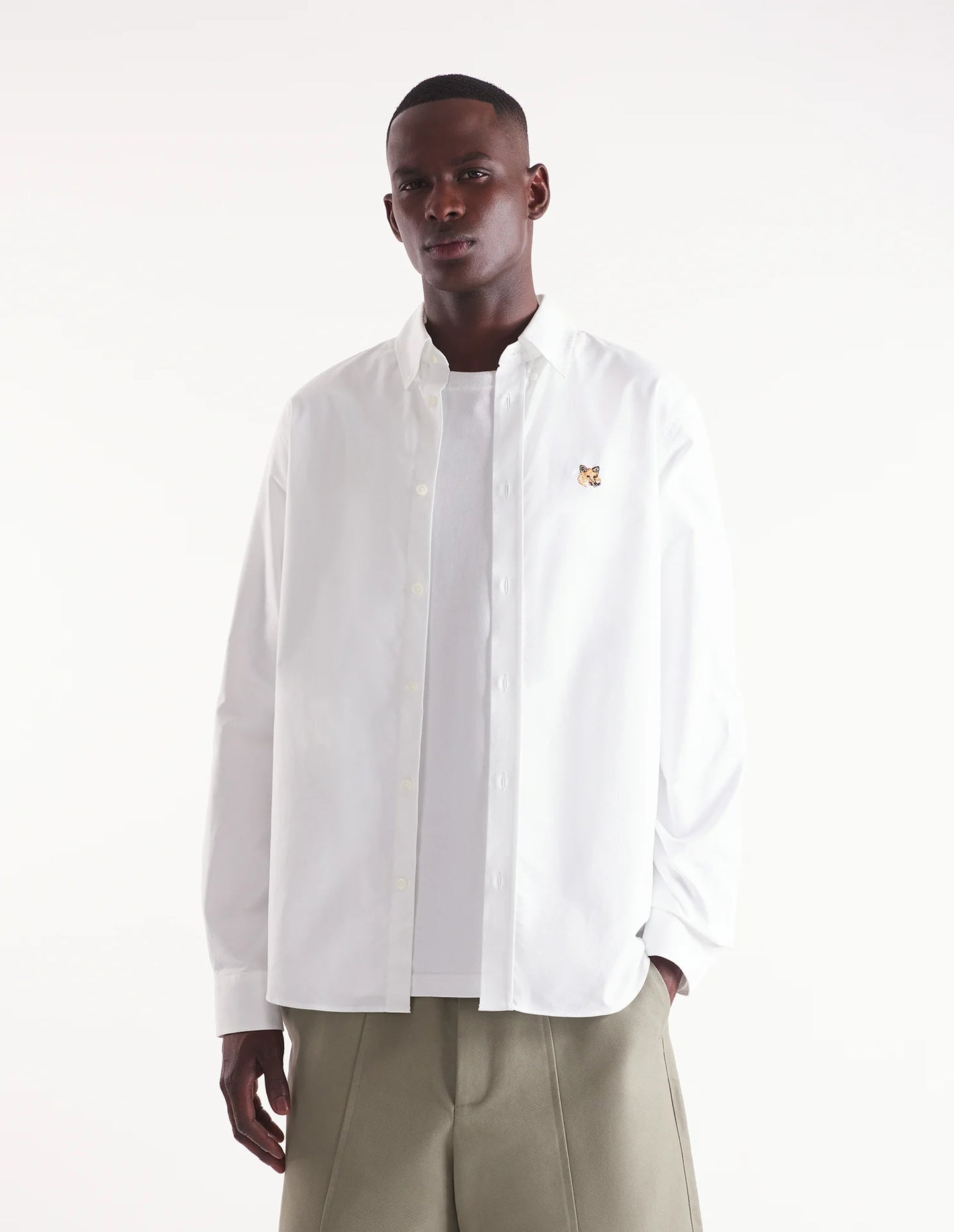 Maison Kitsuné Chemise Oxford Mini Fox Head White