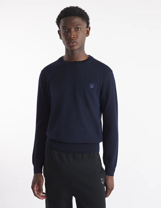 Maison Kitsuné Pull Bold Fox Head Patch Ink Blue