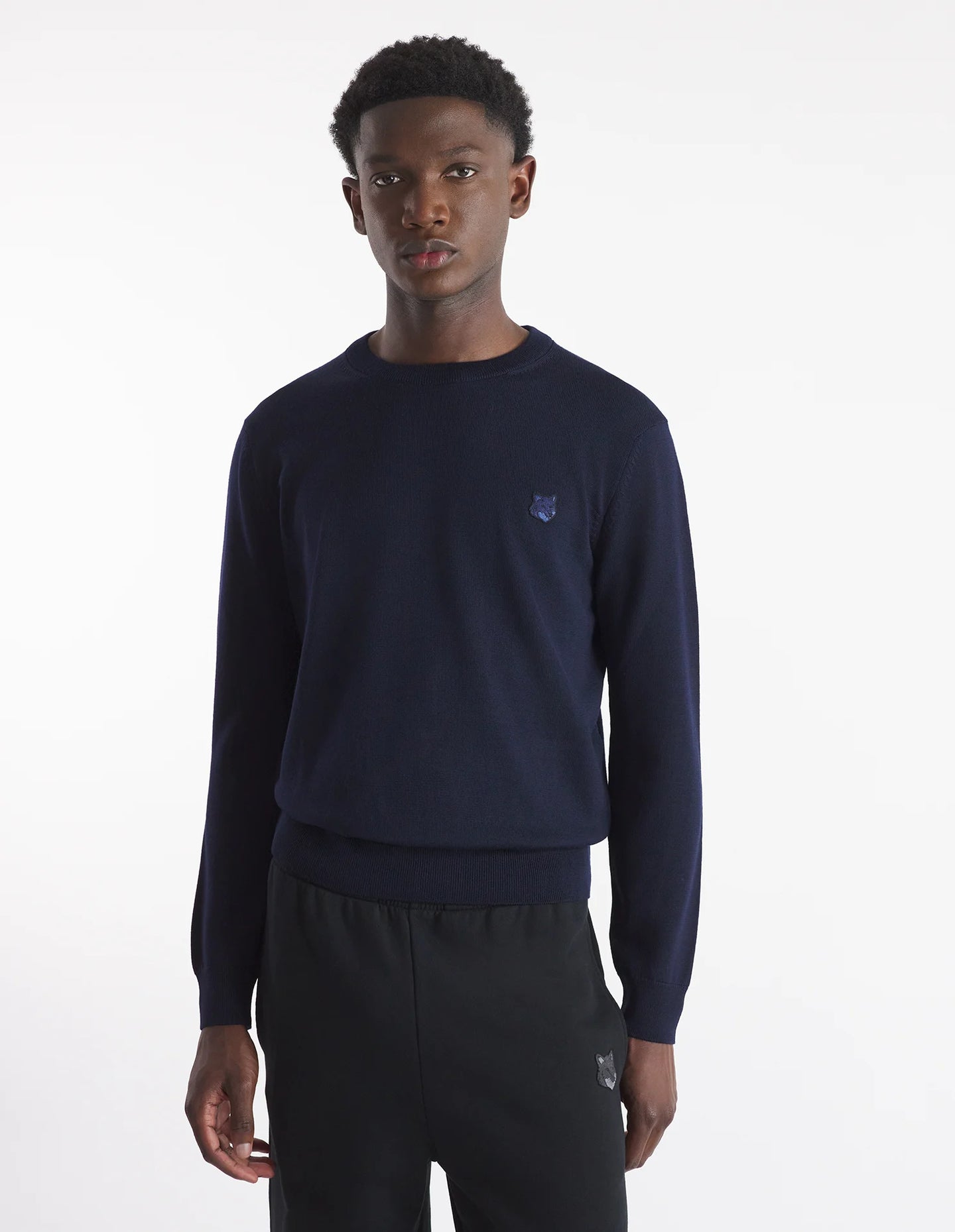 Maison Kitsuné Pull Bold Fox Head Patch Ink Blue