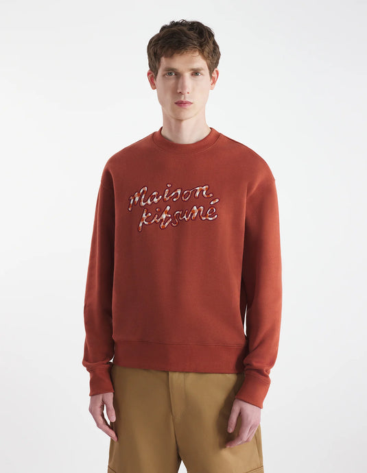 Maison Kitsuné Sweatshirt Handwriting Gingham Pecan