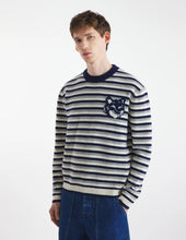 Charger l&#39;image dans la galerie, Maison Kitsuné Pull Fox Head Intarsia Striped Navy White