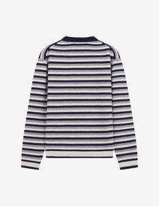 Maison Kitsuné Pull Fox Head Intarsia Striped Navy White