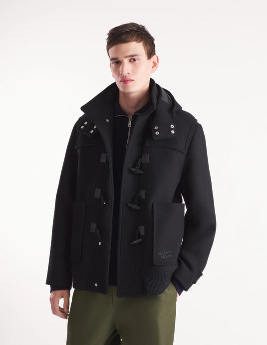 Maison Kitsuné Duffle Coat en Laine Black