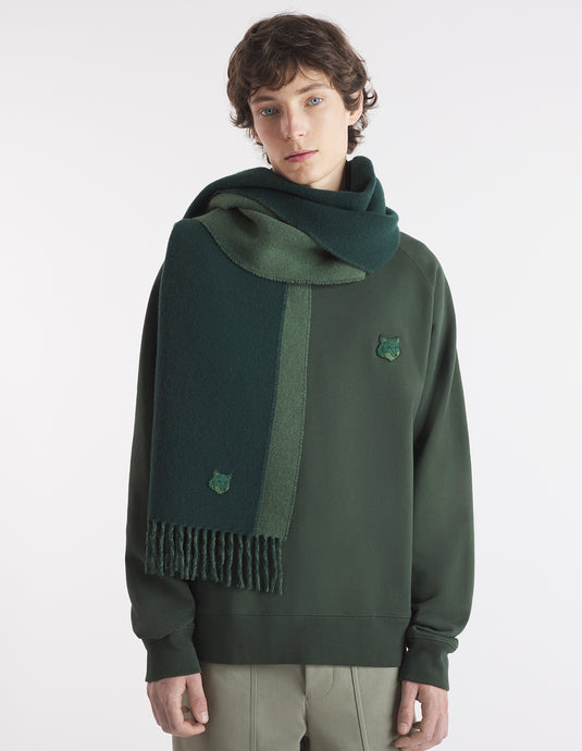 Maison Kitsuné Echarpe Bold Fox Head Double Face Ranger Green