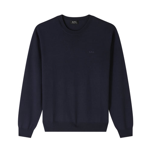 A.P.C. Pull Matt Logo en Laine Mérinos Dark Navy