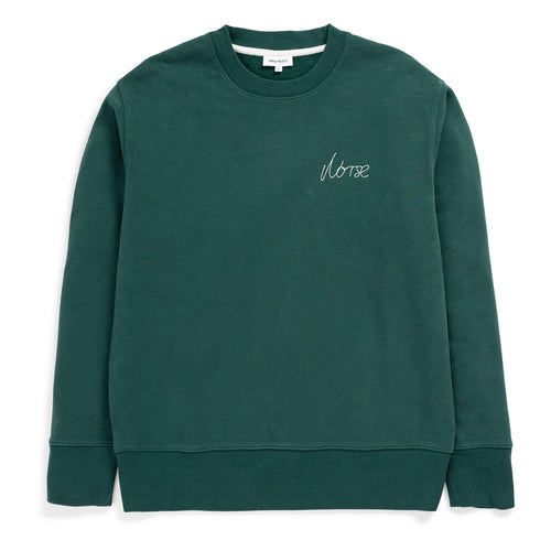 Norse Projects Sweatshirt Arne Chain Stitch Logo Green